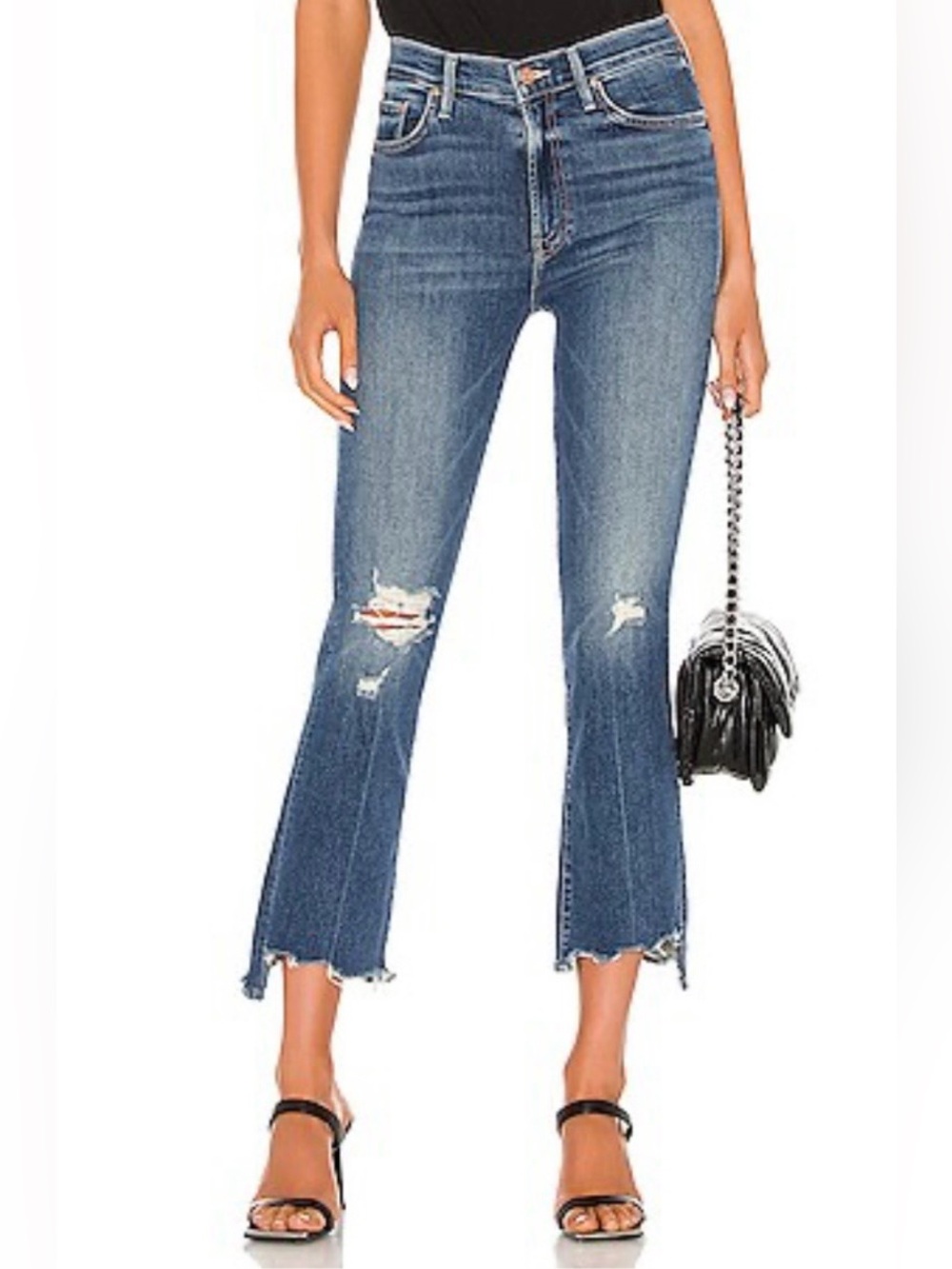 Mother The Insider Crop Step Chew Bootcut Jeans Dancing on Coals Size 28